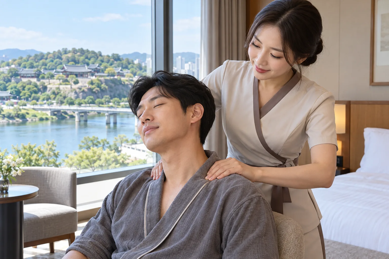 진주 밝은 실내의 휴식