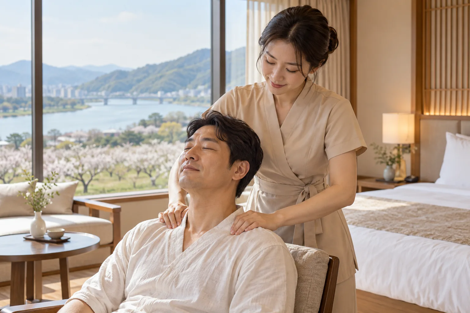 나주 밝은 실내의 휴식